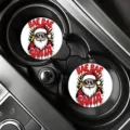 Sottobicchiere per auto in silicone rotondo con grafica di Babbo Natale, antiscivolo e termico. - 7cm01-Babbo Natale