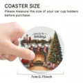 Sottobicchiere auto di Natale con design camino, diametro 7cm, accessorio antiscivolo utile. - Stile Caminetto (7cm05)