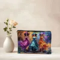 Canvas make-up tas met rits etui grote capaciteit artistieke heks print opbergtas - 04