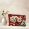 Floral Print Cosmetic Bag Zipper Pouch Portable Makeup Storage Bag for Daily Travel Use New - 02 (Cherry Blossom)