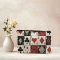 Vintage speelkaart patroon canvas rits make-up etui en handige cosmetische opbergtas. - Pokerkaart Print