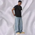 Men's loose straight fit jeans in light blue wash, perfect for casual everyday streetwear. - S / Bottoms / Light Blue