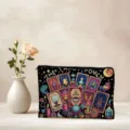 Tarot card printed zipper cosmetic bag pencil pouch mystical style travel makeup storage organizer - Tarot Card