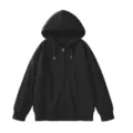 Men's black zip-up hoodie fleece lined casual winter sweatshirt long sleeve activewear - S / Tops / Black