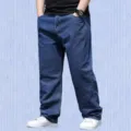 Men's oversize loose straight fit blue denim jeans casual daily wear comfortable. - 28 / Bottoms / Dark Blue