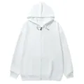 Solid white men's zip-up hoodie casual fleece lined outerwear jacket variant item - S / Tops / White