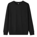 Men's heavy fleece oversized black crewneck sweatshirt casual long sleeve pullover top. - S / Tops / Black