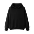 Sudadera con capucha negra para hombre con bolsillo canguro y cómodos puños de punto. - M / Tops / Negro