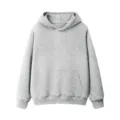 Sudadera con capucha gris lisa para hombres y mujeres, cómoda sudadera básica de 320g. - M / Tops / Gris claro