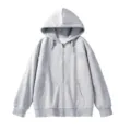 Men's Fleece Lined Zip Up Hoodie Grey Solid Color Winter Casual Sweatshirt Plus Size - S / Tops / Light Gray