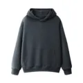 Sudadera con capucha lisa gris oscuro para hombre, jersey de manga larga con bolsillo frontal. - M / Tops / Gris oscuro