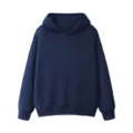 Men's Navy Blue Solid Hoodie Variant, Comfortable Casual Pullover Sweatshirt with Pocket - Navy Blue