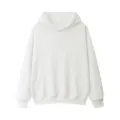 Solid white men's hoodie, casual long-sleeve pullover sweatshirt with front kangaroo pocket. - S / Tops / White