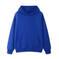 Blue solid color hoodie for men women, casual long sleeve hooded sweatshirt with pocket. - Klein Blue