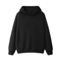 Men's solid black hooded sweatshirt casual long sleeve pullover top with front pocket variant. - Black