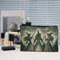 Vintage heks print cosmetische tas, grote capaciteit canvas make-up etui voor vrouwen reizen. - Zwart en Rood (02)