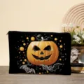 Halloween Kürbis Canvas Kosmetiktasche tragbare Reißverschlusstasche Schreibwaren Organizer - 05