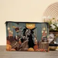 Halloween pompoen skelet canvas cosmetische tas draagbare rits opbergtas leuke make-up tas - 04
