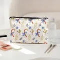 Trousse de maquillage de Noël avec joli imprimé de canne en sucre, parfaite pour voyager. - 03 (Bonbon Blanc)