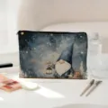 Trousse de maquillage portable en toile avec joli motif de gnome et ciel étoilé. - 05