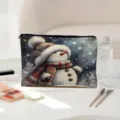 Kerst sneeuwman print make-up etui draagbare reis cosmetische opslag tas detail - 04