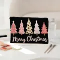 Trousse de maquillage noire arbre de noël, grand étui en polyester pour voyage et usage - 04