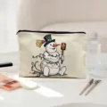 Trousse de maquillage en toile avec un joli imprimé de bonhomme de neige, idéale pour les voyages. - Bonhomme de Neige de Dessin Animé
