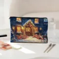 Trousse de maquillage zippée motif de Noël enneigé, design douillet et festif. - 04