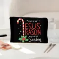 Kerstthema print cosmetische tas, draagbare make-up etui voor reizen en lippenstift opslag. - Zwart en Rood (02)