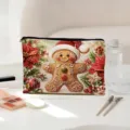 Kerst peperkoekman print cosmetische tas, draagbare make-up opbergtas voor reizen. - Mat Zwart (01)