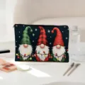 Trousse de maquillage gnomes de Noël pochette de rangement cosmétique portable petit sac - Noir Mat (01)