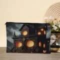 Cosmeticatas met Halloween spookhuisprint, handige make-up opbergtas voor op reis. - Zwart en Rood (02)