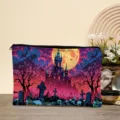 Gothische Halloween geprinte cosmetische tas, handige make-up tas voor onderweg. - Mat Zwart (01)
