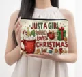 Kerstcadeau make-up tas canvas rits toilettas cosmetische opbergtas detailweergave voor vrouwen - Mat Zwart (01)