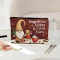 Trousse de maquillage de Noël pain d'épices gnome grande capacité pochette cosmétique zippée - Noir Mat (01)