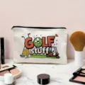 Trousse de maquillage en toile avec motif golf, vue de détail sur coiffeuse. - Motif Golf (05)