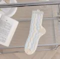 Chaussettes mi-mollet en soie transparente femme, printemps été fin modèle variante - Petit Quadrillage