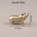 Figurina maiale in ottone scultura animale zodiacale decorazione da scrivania tè pet 45mm - Piccolo Maiale della Fortuna / 45x28mm