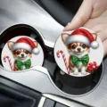 Simpatici sottobicchieri per auto Chihuahua di Natale 2pz accessori interni festivi - Chihuahua di Natale / Marrone