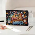 Canvas opbergtas grote capaciteit draagbare make up etui voor medicijnen en cosmetica - Zwart en Rood (02)