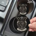 Round car cup holder coasters set of 2, non-slip silicone mat with Viking Thor design. - Viking Mythology / 7cm