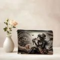 Steampunk girl cat pattern cosmetic bag digital print polyester portable storage pouch detail. - 01