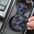 Black floral car cup coaster set of 2, non-slip interior drink holder mat for auto accessories. - 04 / 7cm
