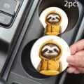 Simpatici sottobicchieri auto bradipo 2pz, inserti antiscivolo in silicone per portabicchieri. - Bradipo Impermeabile Giallo