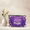 Purple floral zipper cosmetic bag large capacity portable toiletry travel makeup pouch for women - Purple Flower Style