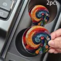 2Pz Sottobicchiere Auto Silicone Antiscivolo Mosaico Colorato Accessori Interni Auto - Floreale Mosaico Colorato