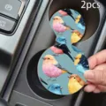 Σετ 2 αντιολισθητικά στρογγυλά υποστατικά ποτηριών αυτοκινήτου με σχέδιο πουλιά - Πολύχρωμο Στυλ Ιπτάμενου Πουλιού / 7cm (2 Τεμ/Πακέτο)
