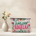 Detail van canvas cosmetisch tasje met kleurrijke bloemenprint en aangepast ontwerp. - Spaanse Zegen Bloemen Stijl