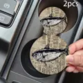 Round car cup coaster non-slip anti-skid coaster for auto interior decoration 2pcs - 01 / 7cm