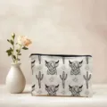 Detail make-up tas van canvas, schattige rits tas met print van hooglandkoeien erop. - Schotse Hooglander Stijl